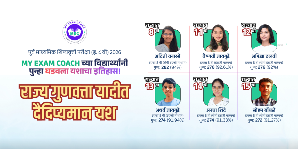 My Exam Coach Scholarship Class 8 Exam (2026) Result State Ranks